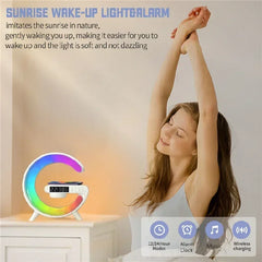 Multifunction RGB Night Light Alarm Clock with Bluetooth Speaker & 15W Wireless Charging Pad