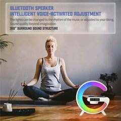 Multifunction RGB Night Light Alarm Clock with Bluetooth Speaker & 15W Wireless Charging Pad