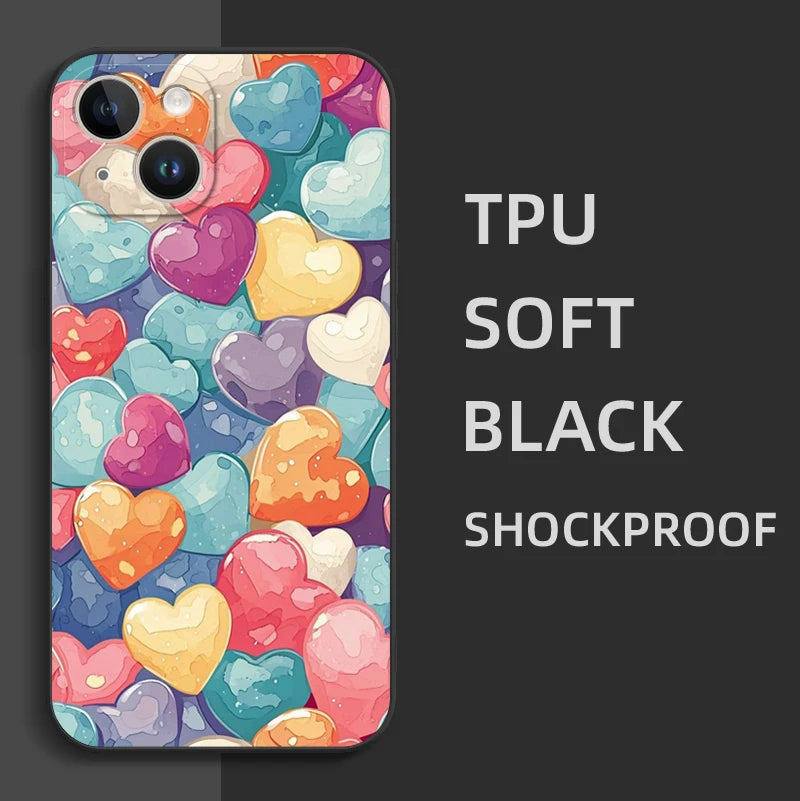 Heart iPhone 15 Plus/Pro/Pro Max Silicone Case - Soft Protective TPU Cover