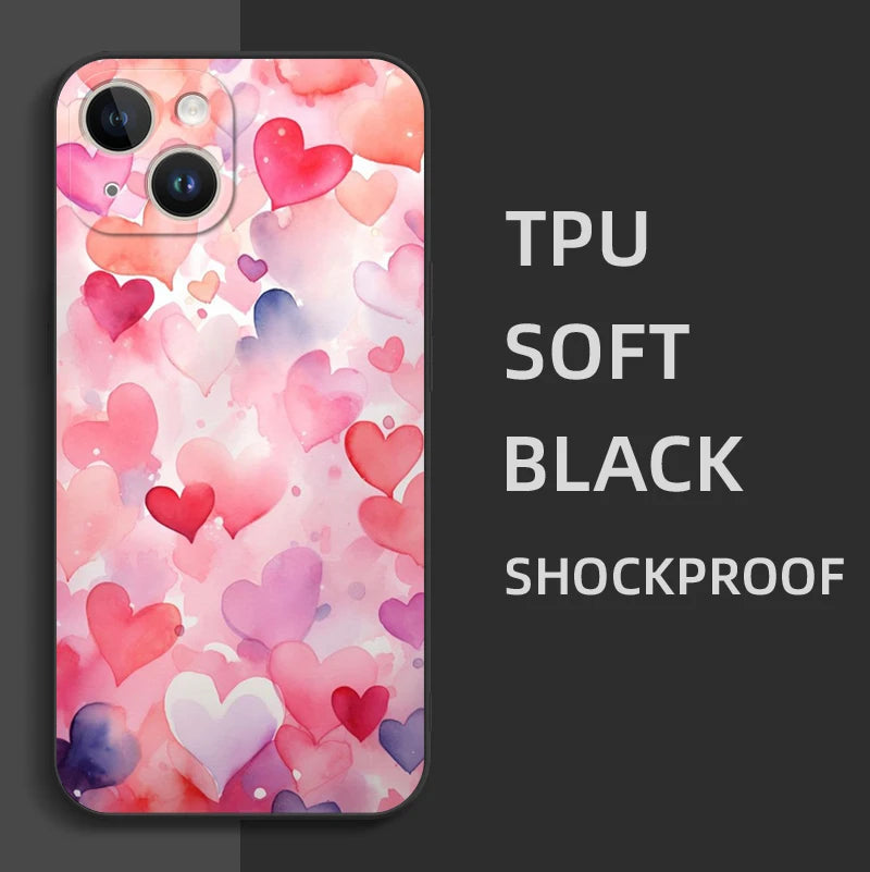 Heart iPhone 15 Plus/Pro/Pro Max Silicone Case - Soft Protective TPU Cover